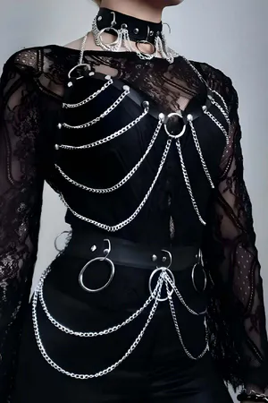 Chain Harness Set | Faux Leather Body Chains & Collar