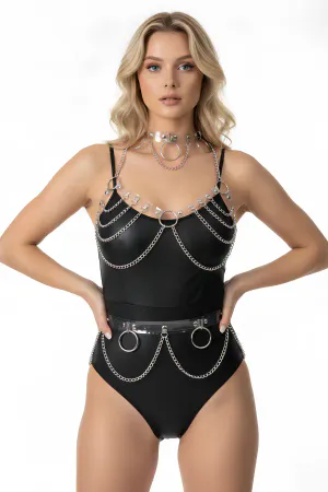 Chain Harness Set with Clear Rings & Draping Body Chains