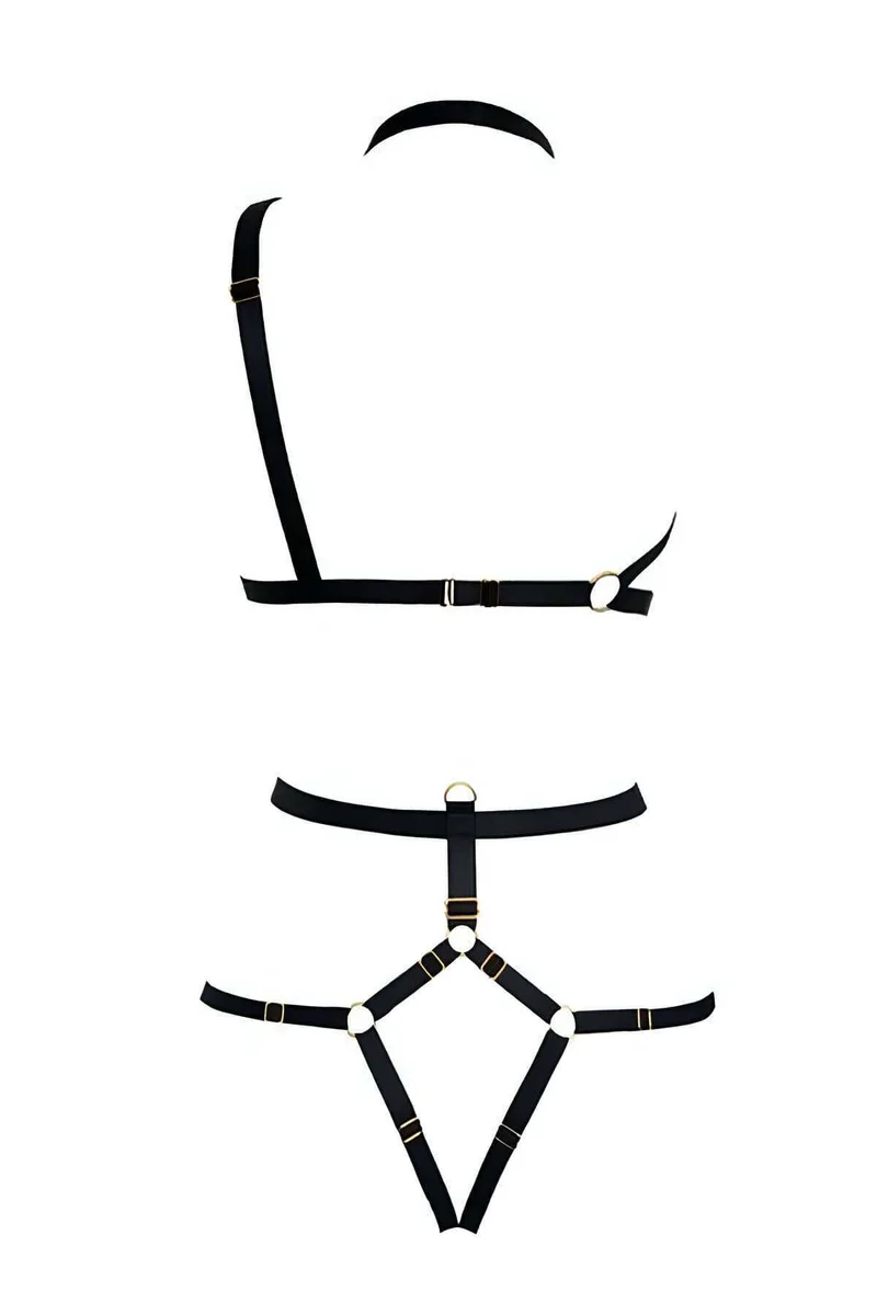 Women's Body Harness Set with Choker & Garter Strap