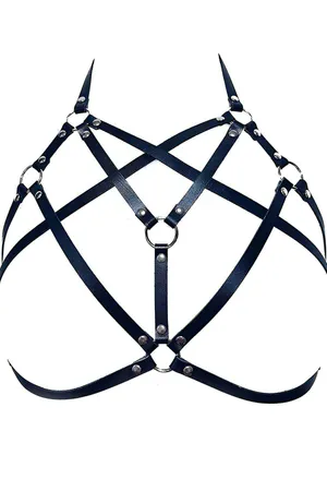 Star Chest Harness - Adjustable Faux Leather Strappy Design