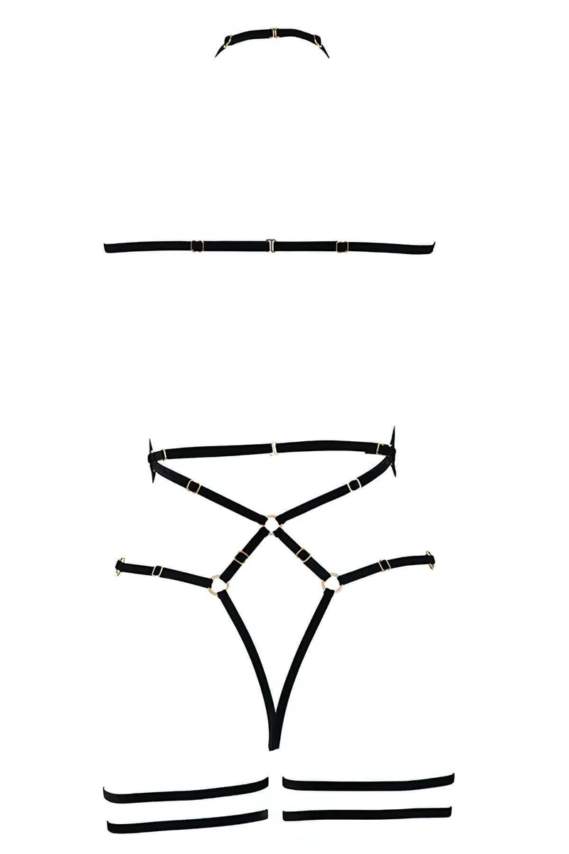 Sleek Rubber O-Ring Body Harness - Adjustable Fetishwear