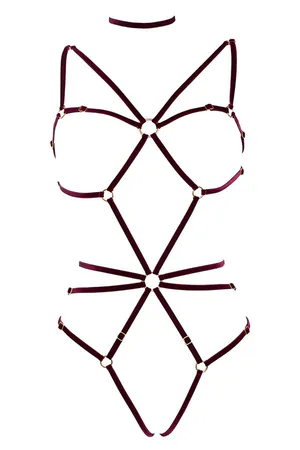 Sexy Body Harness Lingerie - Velvet Strappy Caged Adjustable