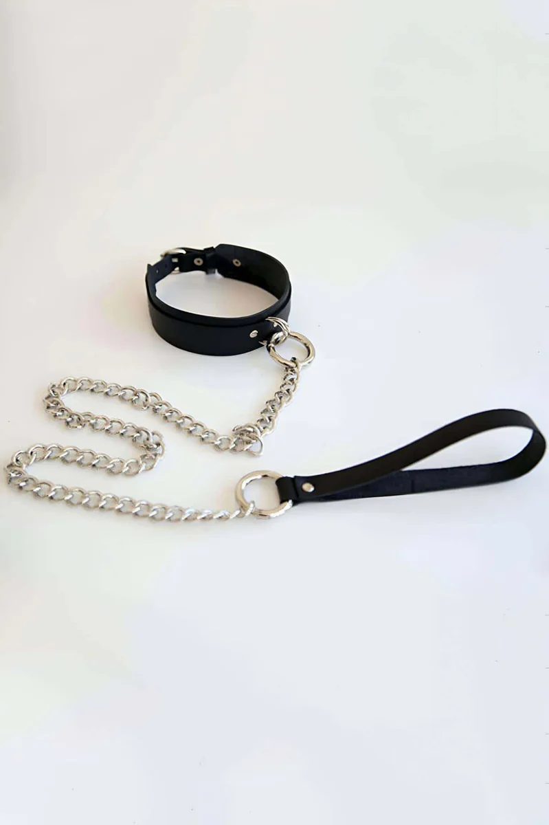 Faux Leather Choker Collar Black with