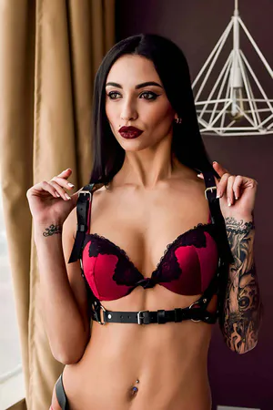 Faux Leather Body Harness with Chains – Adjustable Straps