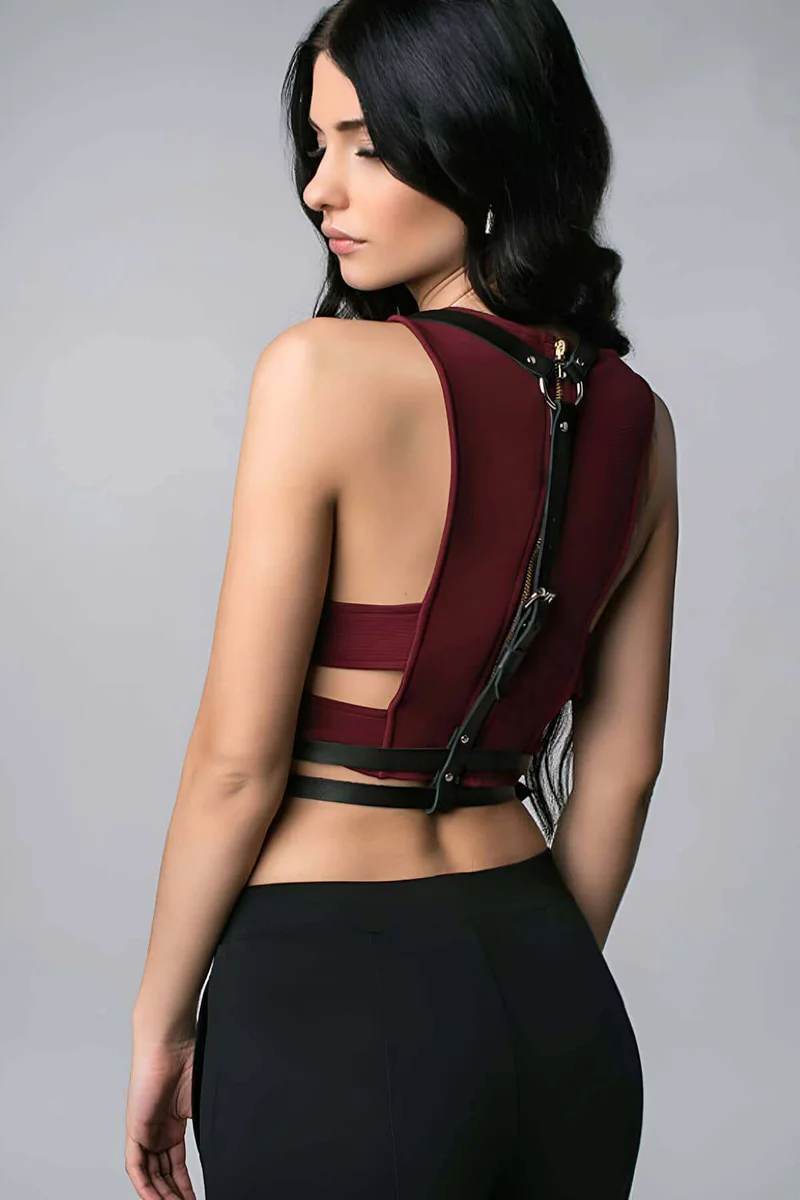 Women's Chest Harness Belt - Faux Leather Fashion Accessory