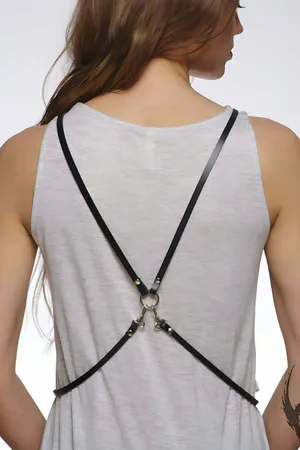 Women's Chest Harness Body Strap - Adjustable Faux Leather Design