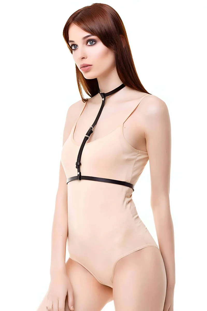Chest Harness for Women - Adjustable Faux Leather Body Accessory