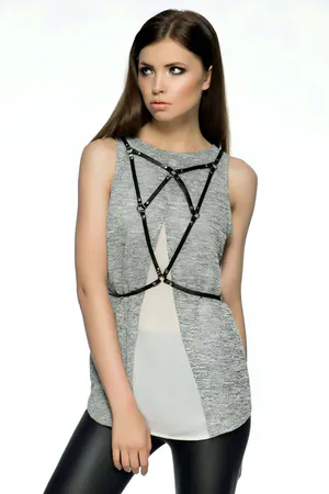 Adjustable Faux Leather Chest Harness - Fashion Body Accessory