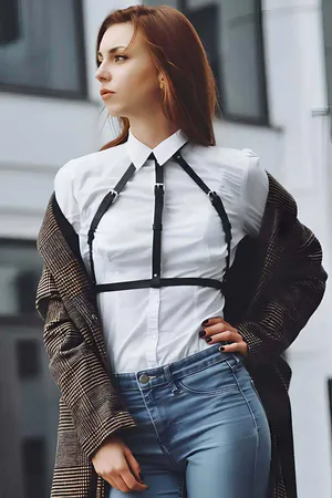 Chest Harness Top Faux Leather Adjustable Fashion Accessory