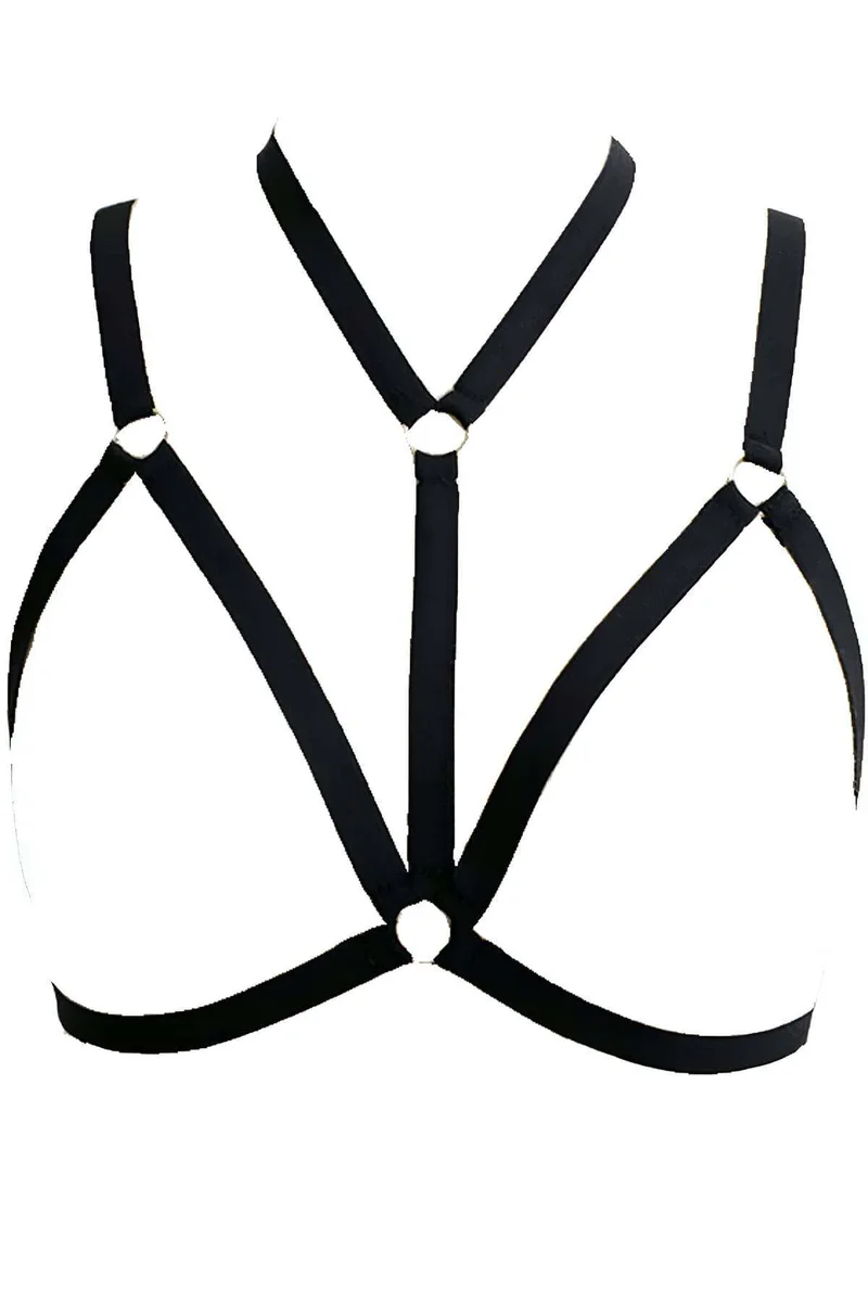 Chest Harness - Adjustable Black Strappy Body Accent Lingerie Top