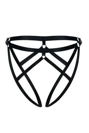 Open Crotch Thong Panties - Strappy Black Lingerie for Women