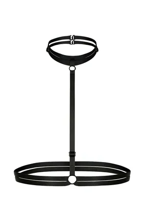 Black Body Harness with Choker & Waist Straps for Women