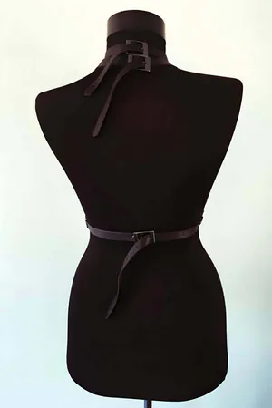 Women's Faux Leather Chest Harness – Adjustable Body Straps