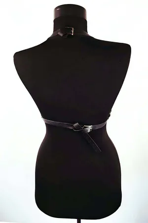 Faux Leather Chest Harness Bra Style for Women - Adjustable