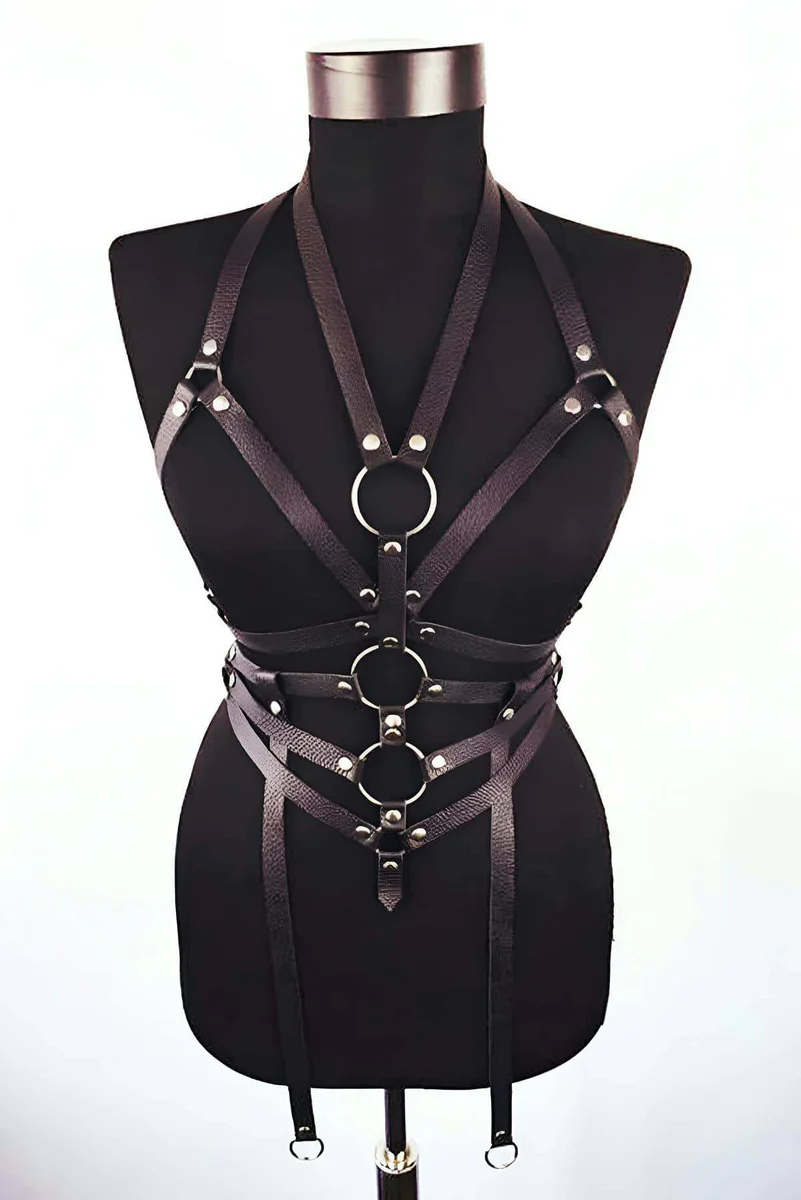 Leather Body Harness for Women - Adjustable Strappy Faux Leather