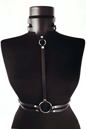 Faux Leather Choker Chest Harness - Adjustable Body Strap