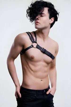 Men's Harness: Asymmetrical Faux Leather Chest Strap Accessory