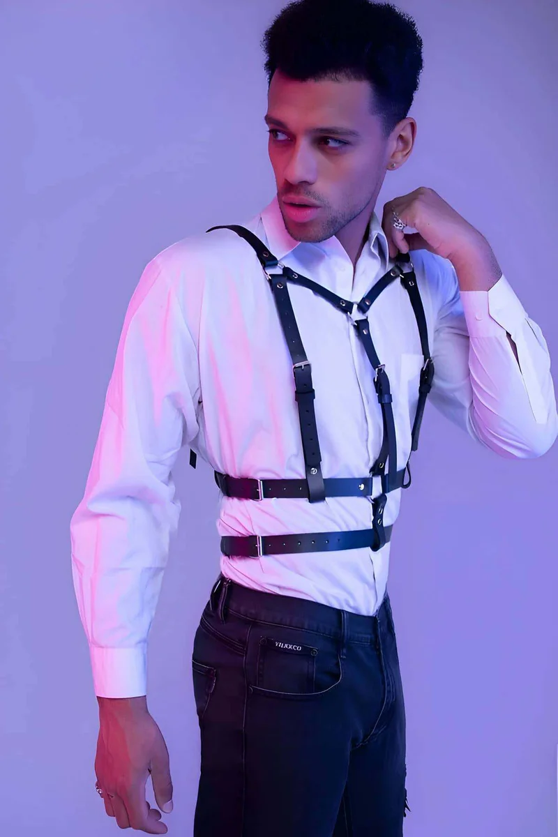 Men's Chest Harness for Style & Statement | Adjustable Faux Leather
