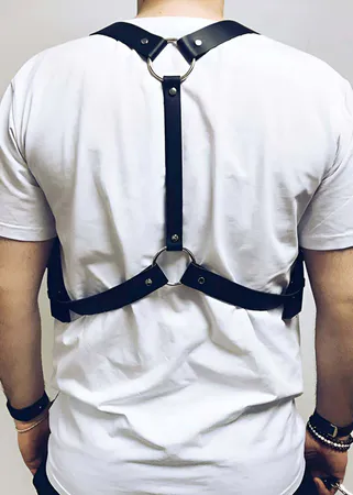 Men's Faux Leather Chest Harness – Adjustable Body Strap