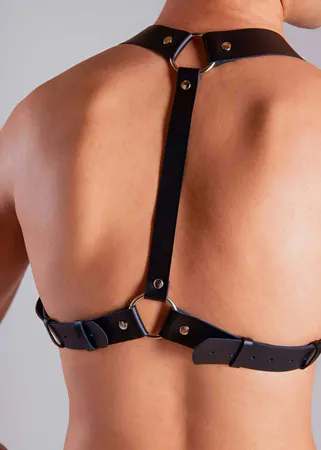Mens Harness Faux Leather Adjustable Back Body Strap