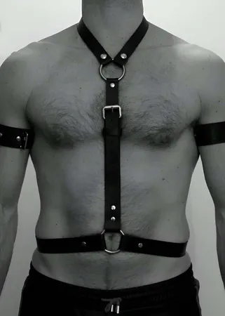 Men's Faux Leather Harness - Adjustable Chest Body Straps