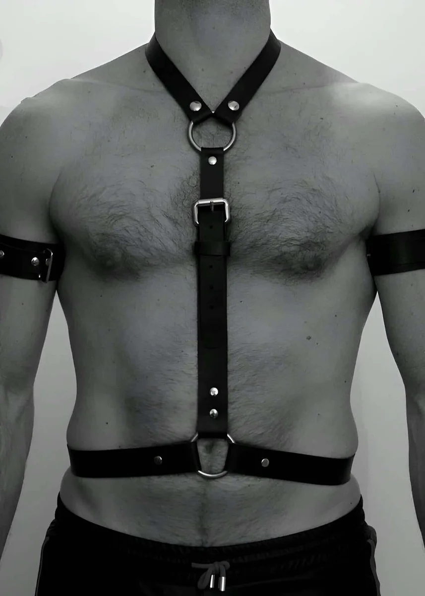 Men's Faux Leather Harness - Adjustable Chest Body Straps