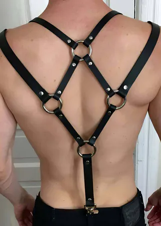 Mens Harness Adjustable Faux Leather Body Chest Straps