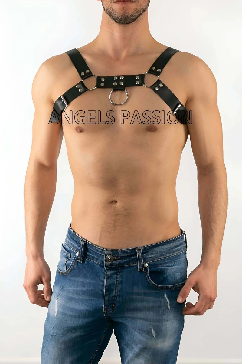 Men's Leather Chest Harness - Adjustable Body Strap Gear