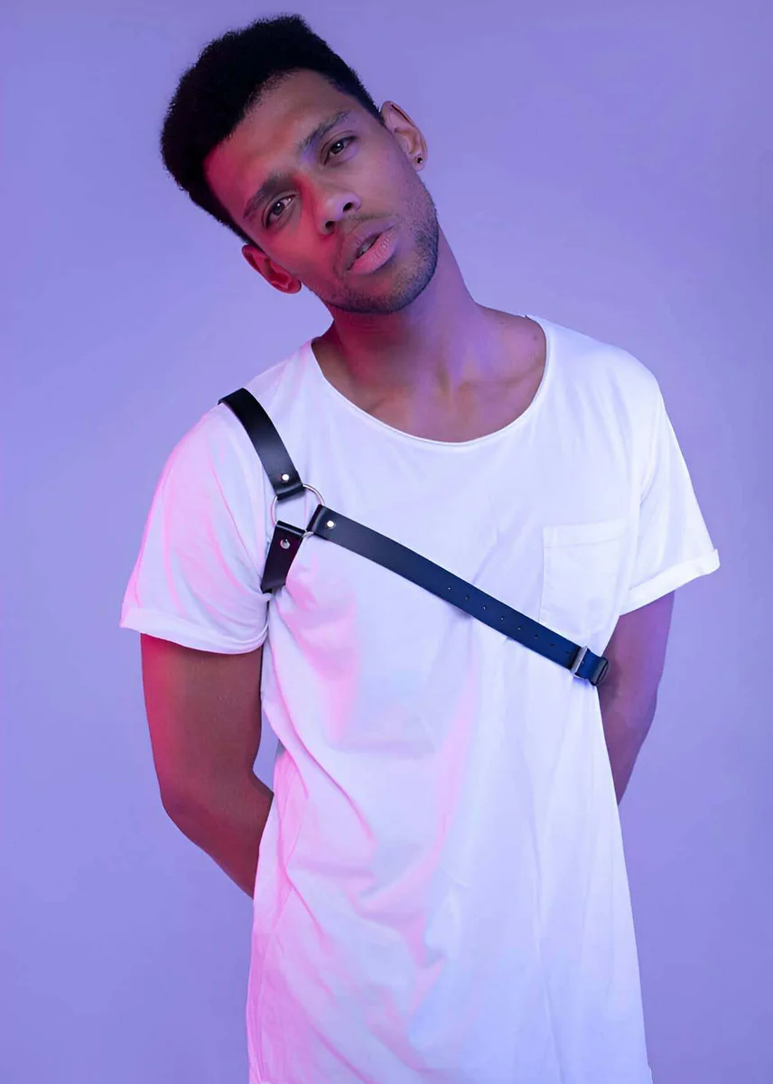 Men's Leather Harness Single Shoulder Body Strap | Bold Accent