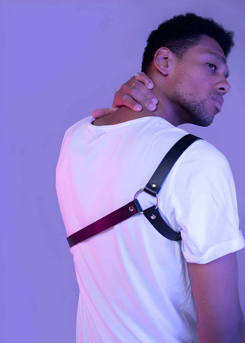Men's Leather Harness Single Shoulder Body Strap | Bold Accent