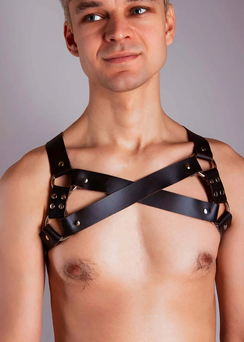 Mens Leather Harness Chest Strap - Adjustable Bodywear for Men