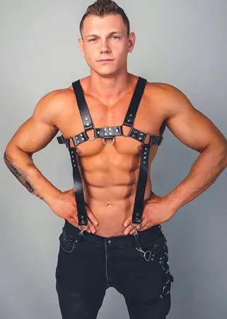 Men's Leather Chest Harness - Adjustable Faux Leather Body Wear