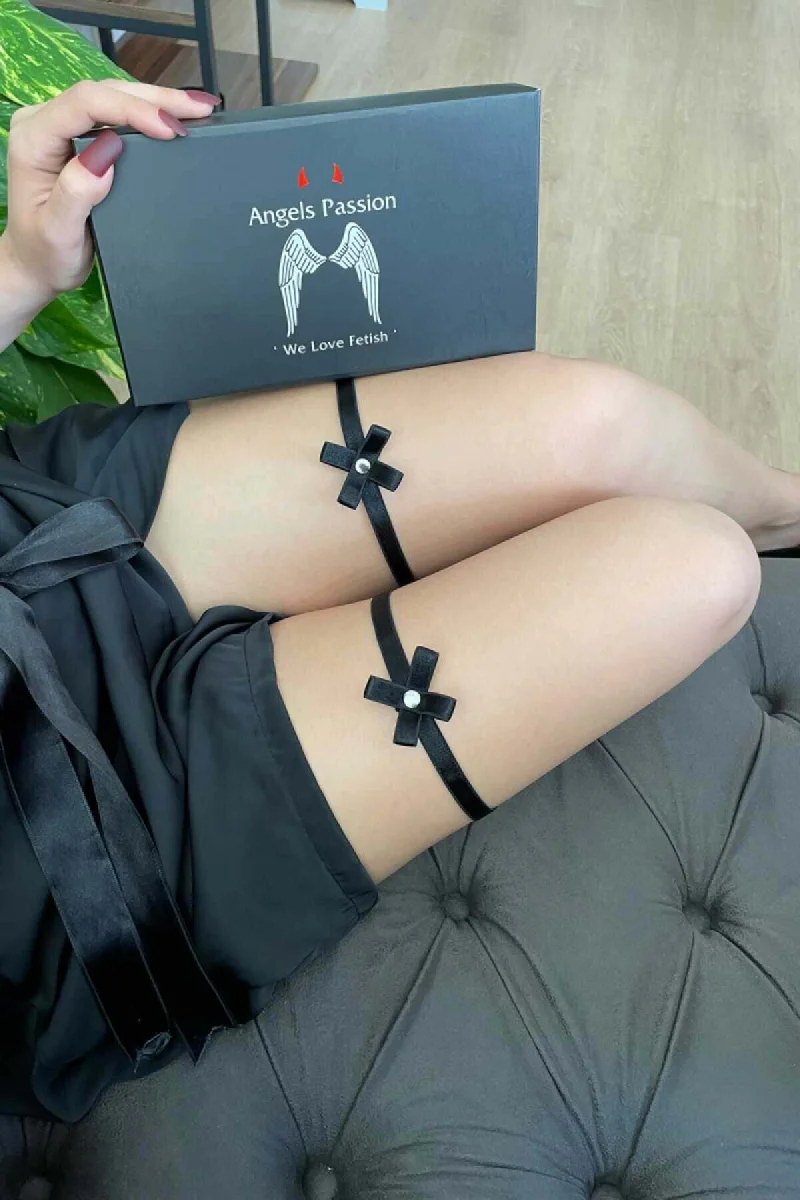 Luxury lingerie accessory, black satin