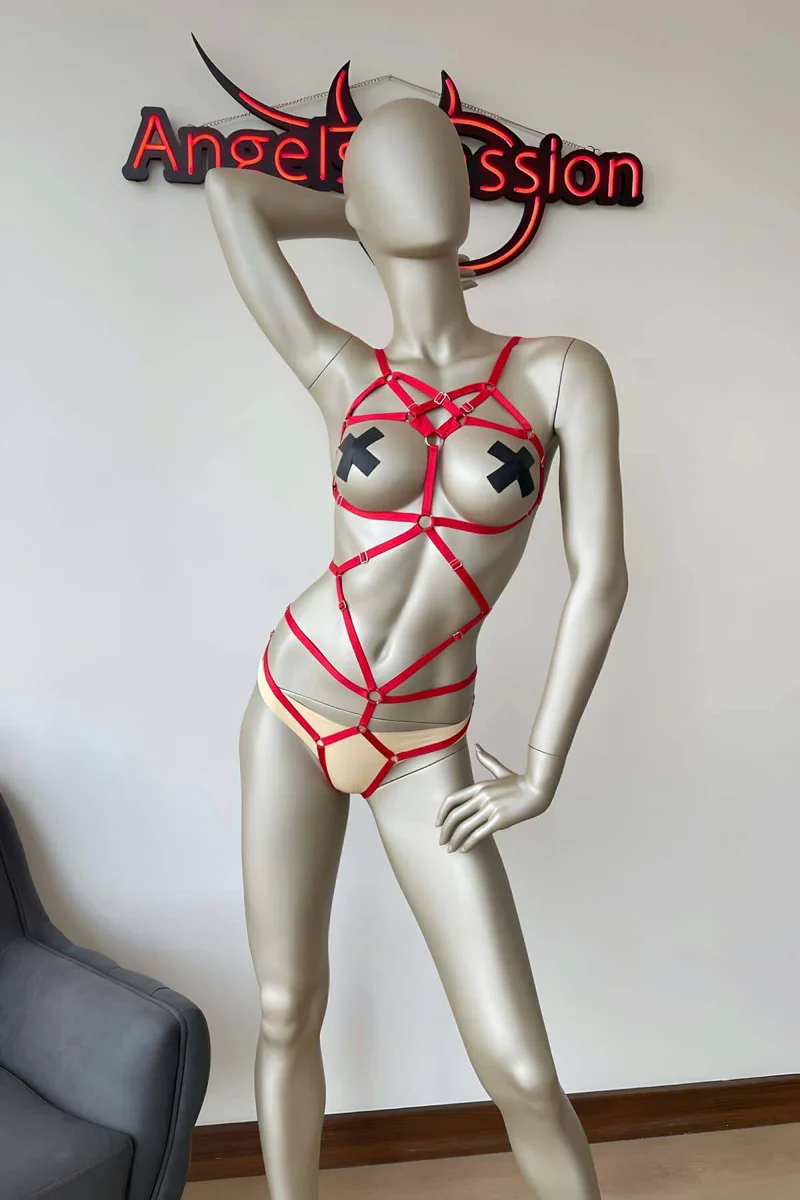 Seductive Crotch Open Elastic Body Harness Lingerie for Women