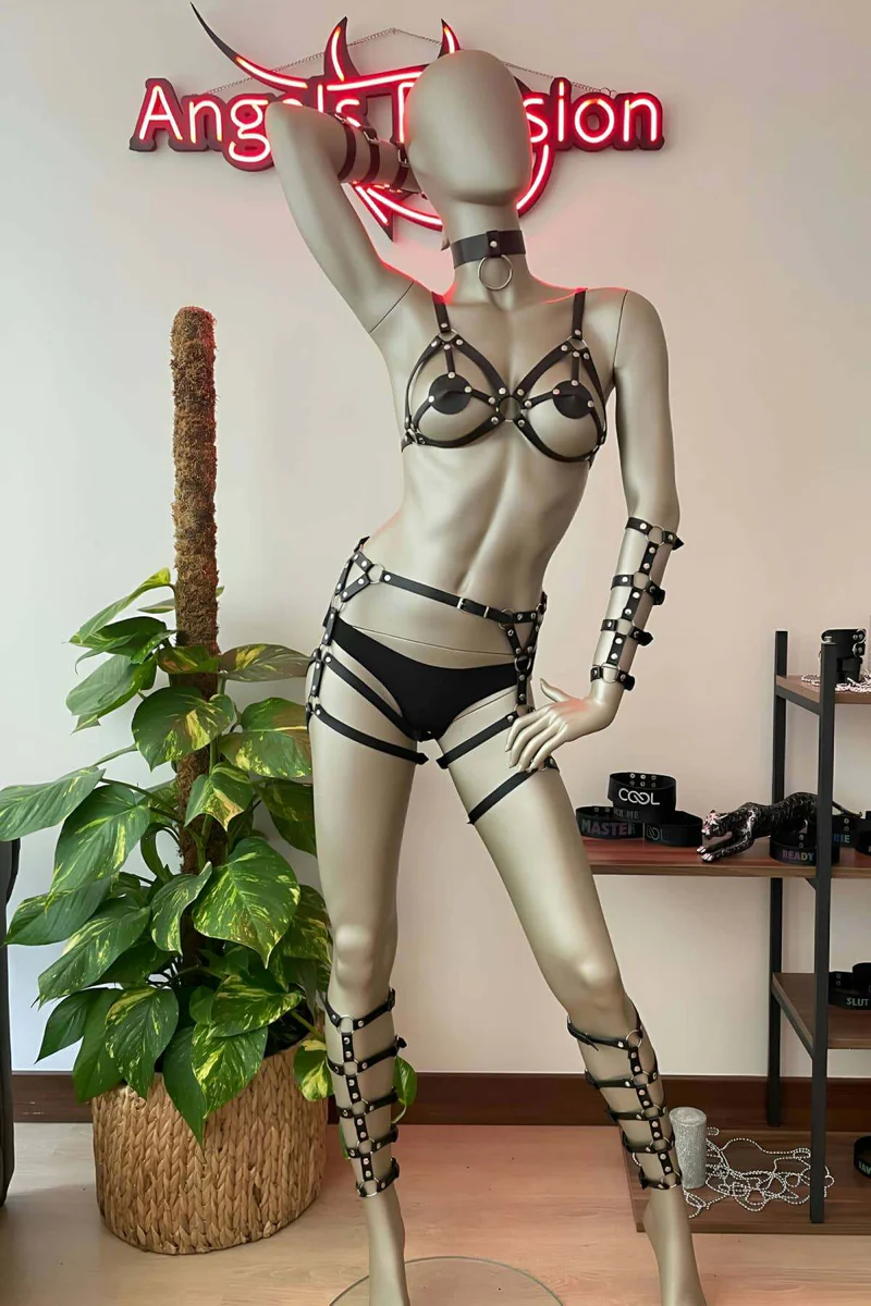 Faux Leather Harness Set for Women - Full Body Strappy Lingerie