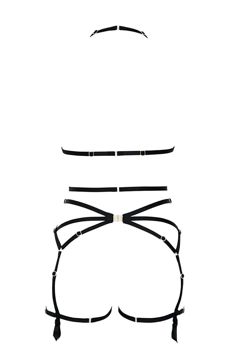 Body Harness Lingerie Set - Full Garter Strap Design