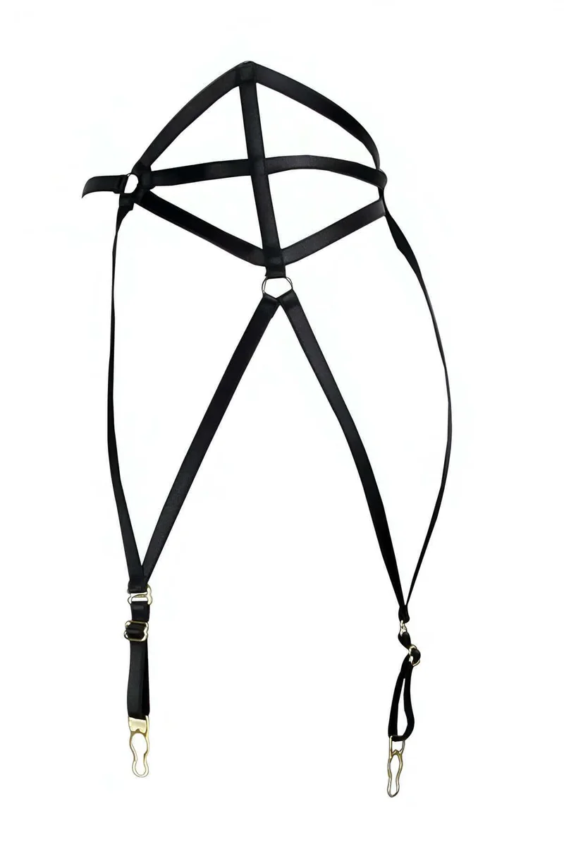 Black garter harness lingerie