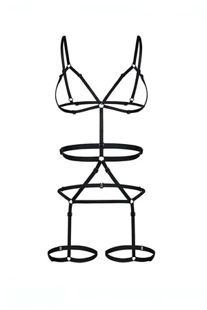 Sexy Body Harness Lingerie Set with Garters for Women