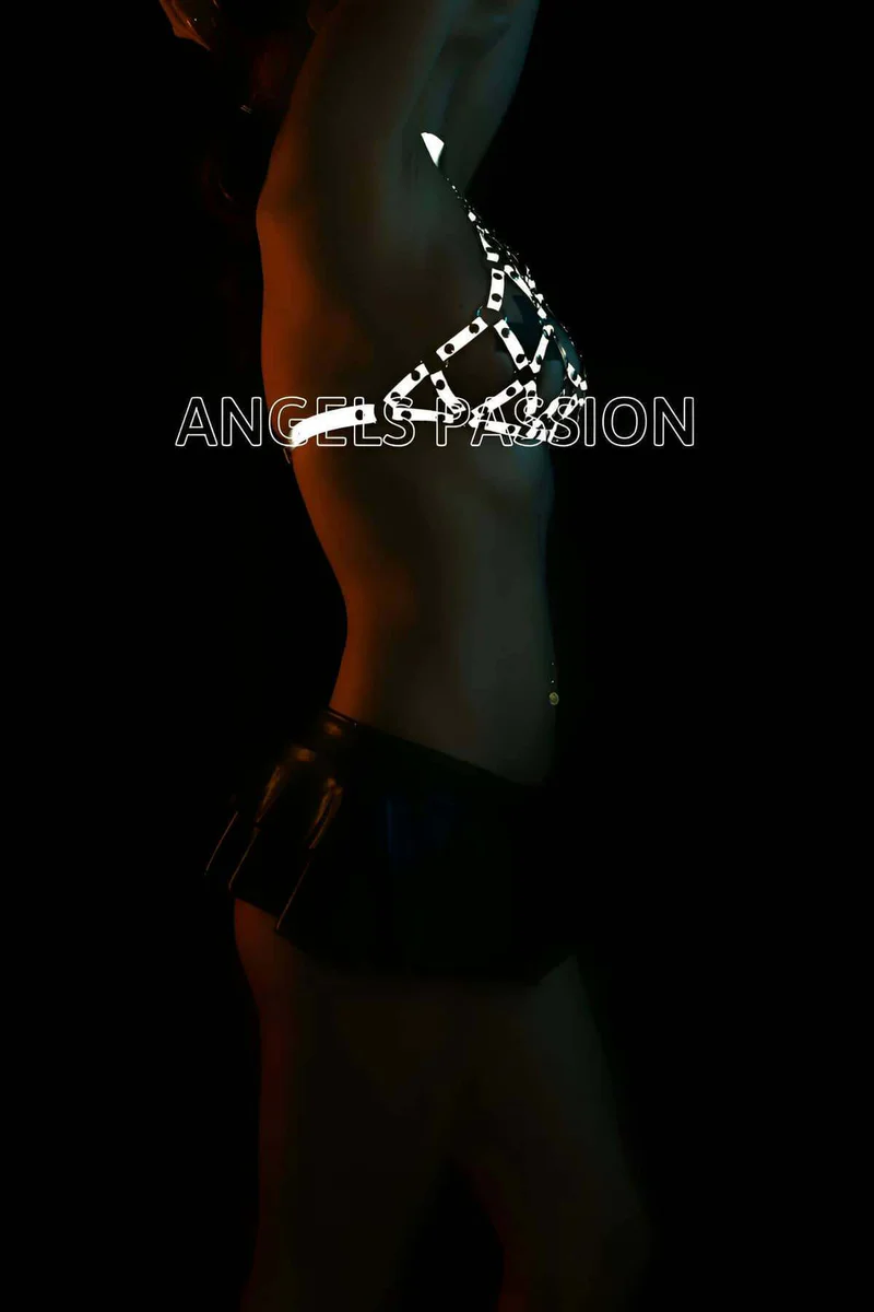 Mens Reflective Harness Halter Top Back View Adjustable Straps