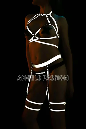 Reflective Harness Set Lingerie - Clubwear Glow Body Garter Kit