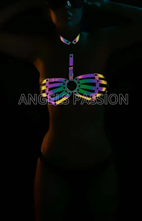 Reflective Harness Bra Top – Iridescent Rave Festival Wear