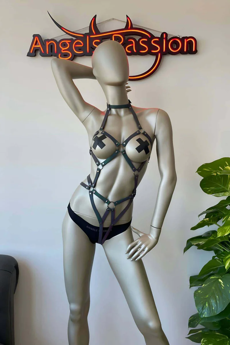 Iridescent Rave Body Harness Back View