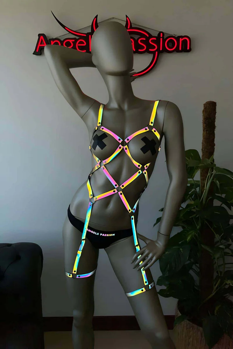 Reflective Body Harness Set - Iridescent Festival & Rave Wear