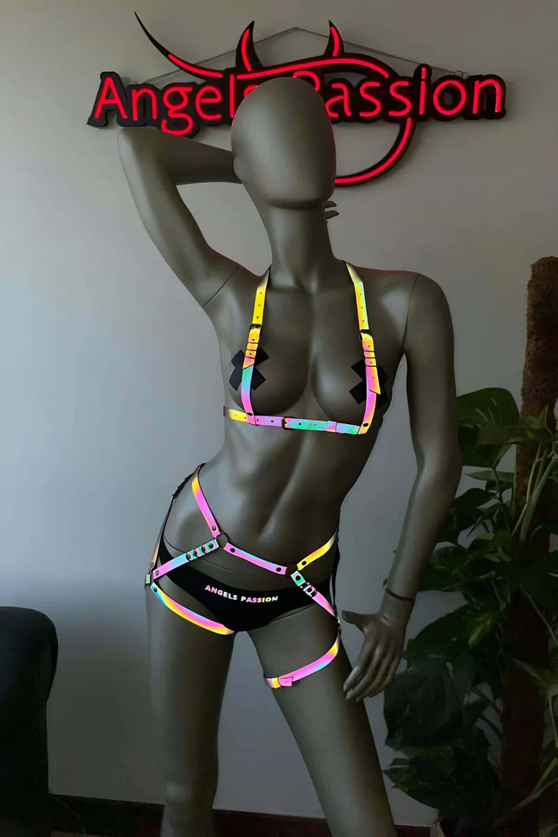 Reflective Harness Set | Holographic Rave Festival Outfit