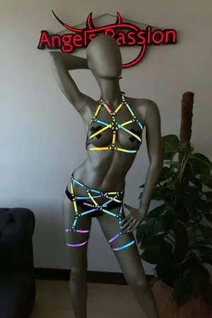Rainbow Reflective Harness Set for Festivals & Rave Wear