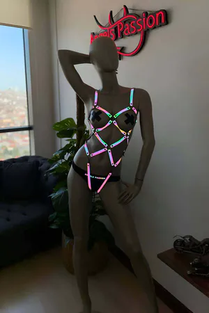 Reflective Harness Lingerie Set - Holographic Rave Body Wear