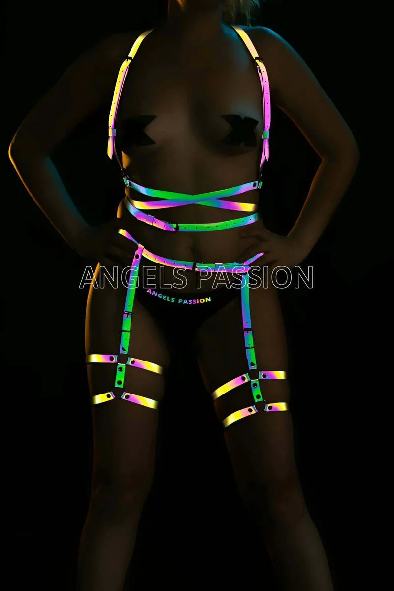Reflective Harness Set - Iridescent Rave & Festival Body Wear