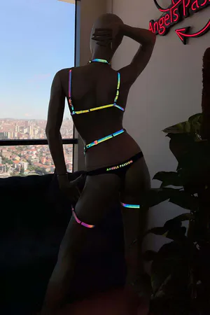 Reflective Harness Set | Iridescent Lingerie & Garter Outfit
