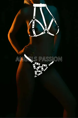 Reflective Harness Lingerie Set – Striking Halter Bra & Bottom