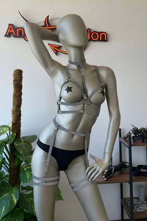 Reflective Harness Garter Lingerie Set – Glowing Rave Outfit